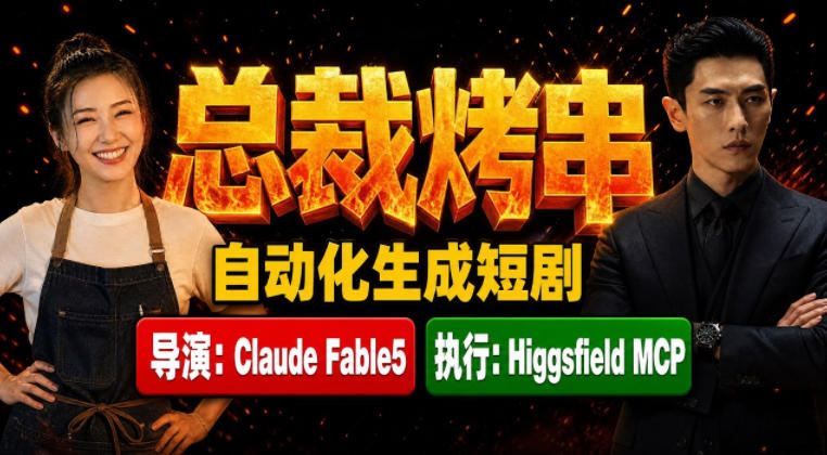 Claude Fable5担任导演+Higgsfield MCP落地执行｜《总裁烤串》真人质感短剧全自动AI生成全流程教学-天梦资源网