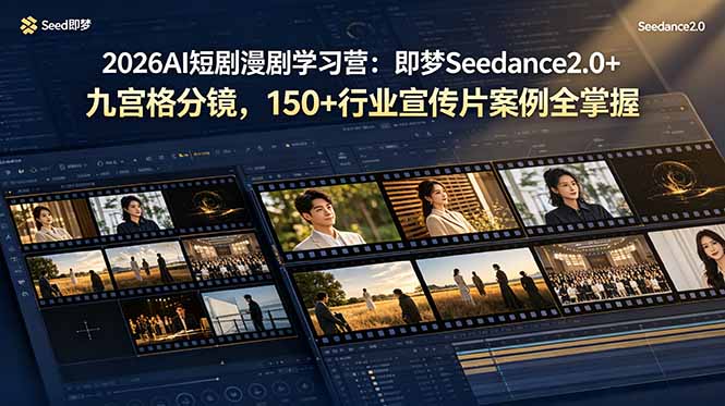 2026AI短剧漫剧学习营：即梦Seedance2.0+九宫格分镜，150+行业宣传片案例全掌握-天梦资源网