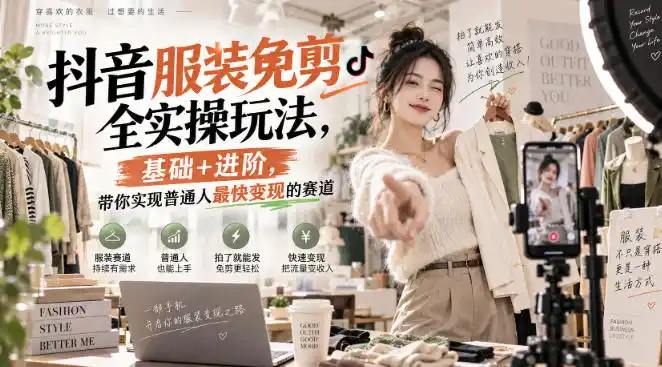抖音服装免剪全实操玩法，基础+进阶，带你实现普通人最快变现的赛道-天梦资源网