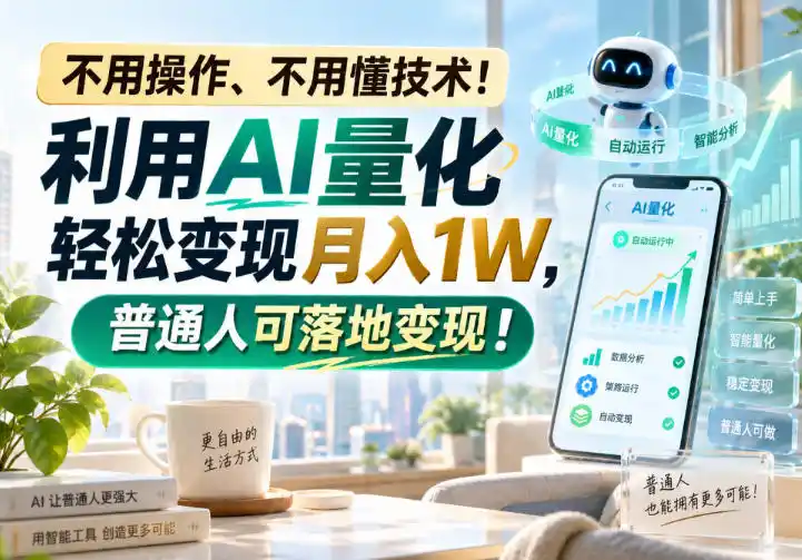 不用操作、不用懂技术！利用AI量化轻松变现月入1W，普通人可落地变现！【揭秘】-天梦资源网