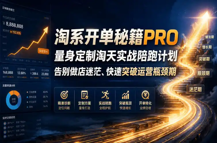淘系开单秘籍PRO，量身定制淘天实战陪跑计划，告别做店迷茫、快速突破运营瓶颈期(更新260906)-天梦资源网