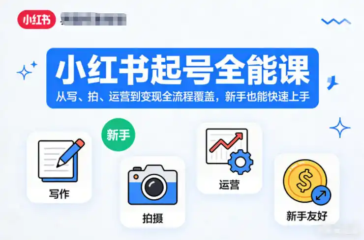小红书起号全能课，从写、拍、运营到变现全流程覆盖，新手也能快速上手(更新)-天梦资源网