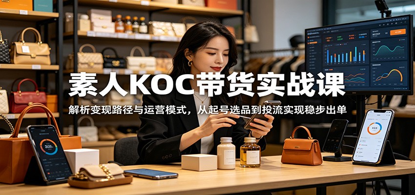 素人KOC带货实战课：解析变现路径与运营模式，从起号选品到投流实现稳步出单-天梦资源网