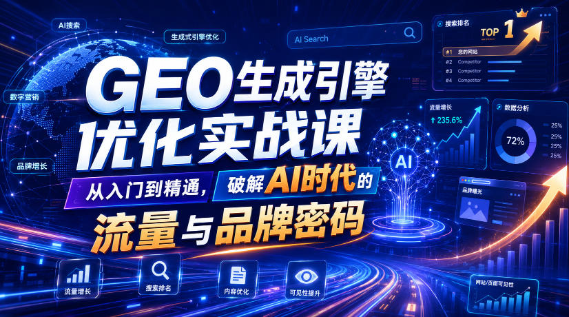 GEO生成引擎优化实战课，从入门到精通，破解AI时代的流量与品牌密码-天梦资源网