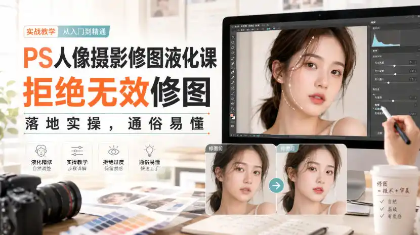 PS人像摄影修图液化课，拒绝无效修图，落地实操，通俗易懂-天梦资源网