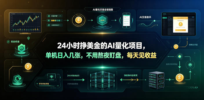 24小时挣美金的AI量化项目，单机日入几十美刀，不用熬夜盯盘，每天见收益【揭秘】-天梦资源网