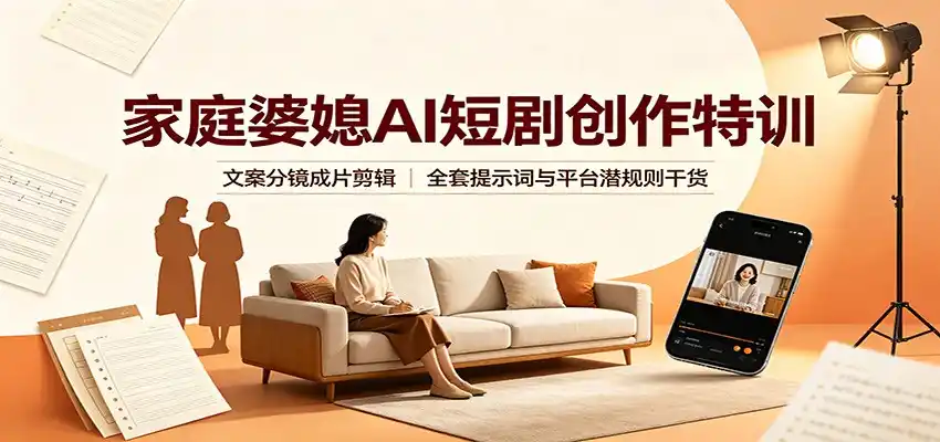 家庭婆媳AI短剧创作特训：文案分镜成片剪辑，全套提示词与平台潜规则干货-天梦资源网
