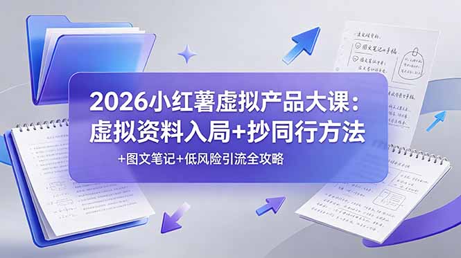 2026小红薯虚拟产品大课：虚拟资料入局+抄同行方法+图文笔记+低风险引流全攻略-天梦资源网