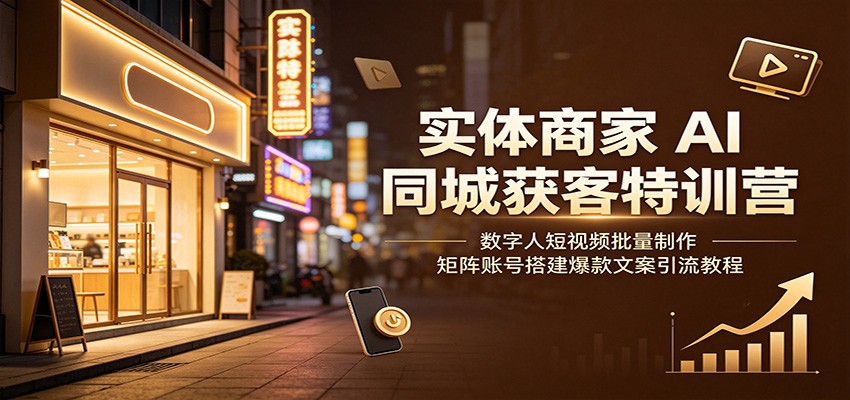 实体商家AI同城获客特训营：数字人短视频批量制作，矩阵账号搭建爆款文案引流教程-天梦资源网