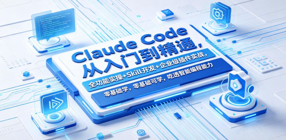 Claude Code从入门到精通，全功能实操+Skill开发+企业级插件实战，零基础可学，吃透智能编程全能力(更新0712)-天梦资源网
