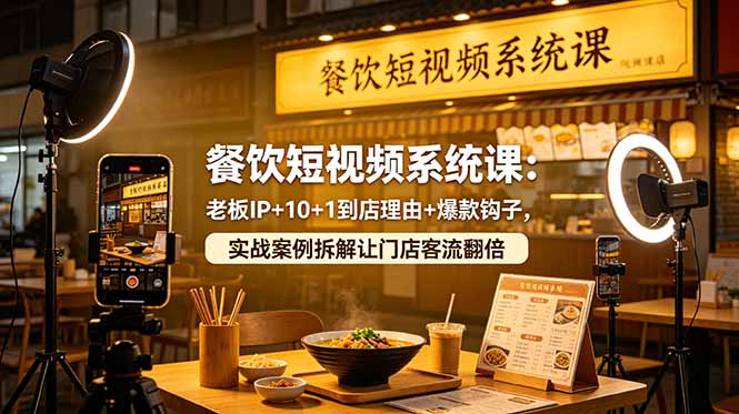 餐饮短视频系统课：老板IP+10+1到店理由+爆款钩子，实战案例拆解让门店客流翻倍-天梦资源网
