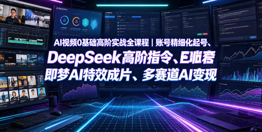 AI视频0基础高阶实战全课程｜账号精细化起号、DeepSeek高阶指令、即梦AI特效成片、多赛道AI短视频量产变现-天梦资源网