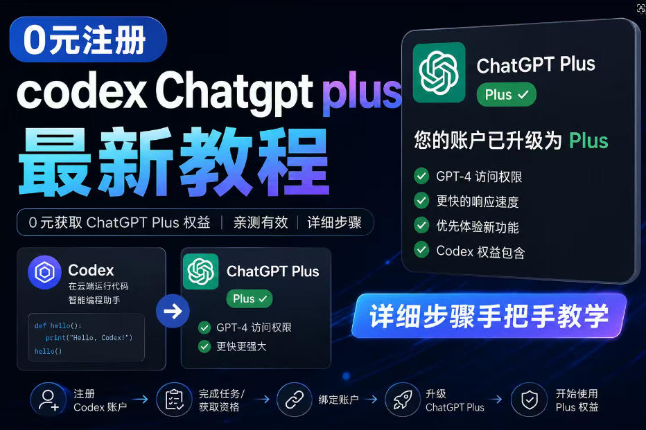 0元全自动注册codex gpt plus最新教程，0元获取GPT Plus权益，手把手详细教学-天梦资源网