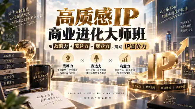 高质感IP商业进化大师班，用战略力+表达力+商业力，撬动IP溢价力-天梦资源网