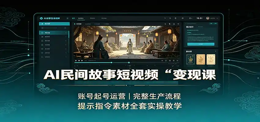AI民间故事短视频变现课：账号起号运营，完整生产流程，提示指令素材全套实操教学-天梦资源网