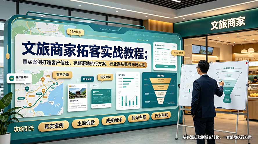 文旅商家拓客实战教程；真实案例打造客户信任，完整落地执行方案，行业避坑账号布局心法-天梦资源网