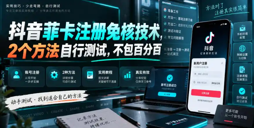 抖音菲卡注册免核技术，2个方法自行测试，不包百分百-天梦资源网