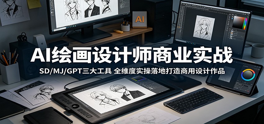 AI绘画设计师商业实战：SD/MJ/GPT三大工具，全维度实操落地打造商用设计作品-天梦资源网