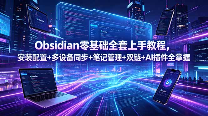 Obsidian零基础全套上手教程，安装配置+多设备同步+笔记管理+双链+AI插件全掌握-天梦资源网