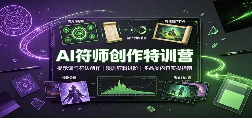 AI符师创作特训营：提示词与符法创作，漫剧剪辑进阶，多品类内容实操指南-天梦资源网