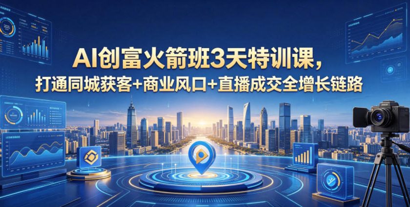 AI创富火箭班3天特训课，打通同城获客+商业风口+直播成交全增长链路，2026年4月新课-天梦资源网