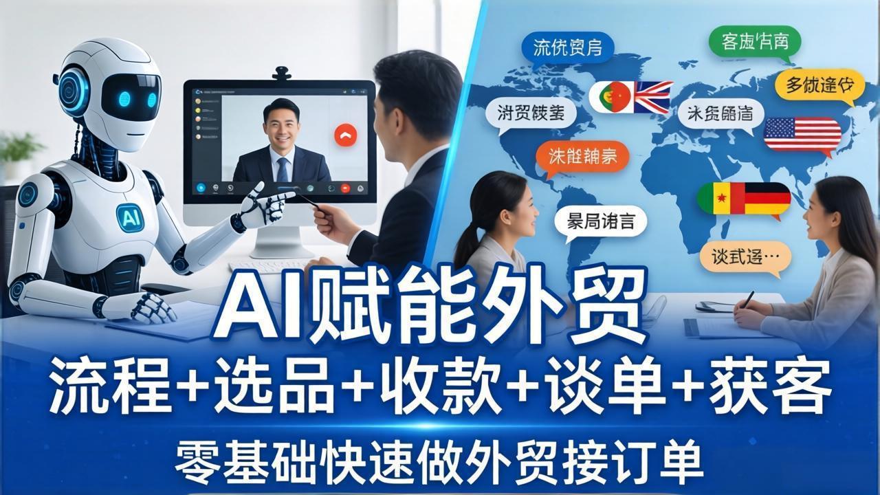 外贸+AI实战课：流程+选品+收款+谈单+获客，零基础快速做外贸接订单-天梦资源网