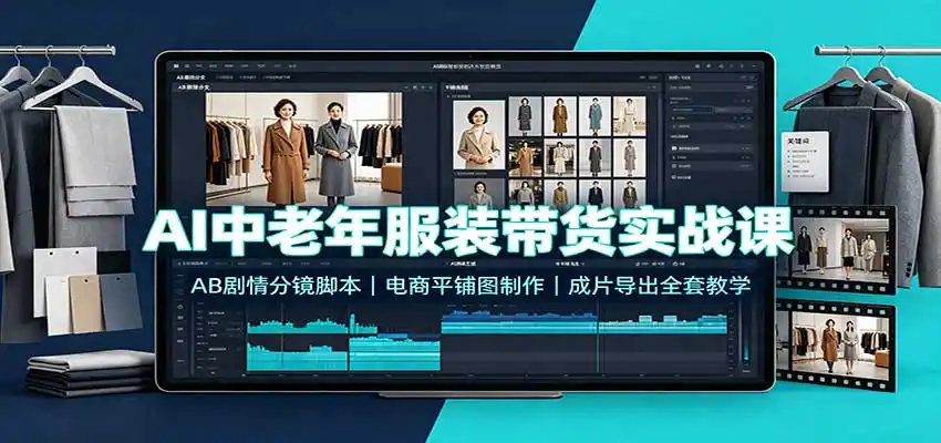 AI中老年服装带货实战课：AB剧情分镜脚本，电商平铺图制作，成片导出全套教学-天梦资源网