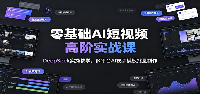 零基础AI短视频高阶实战课：DeepSeek实操教学，多平台AI视频模板批量制作-天梦资源网