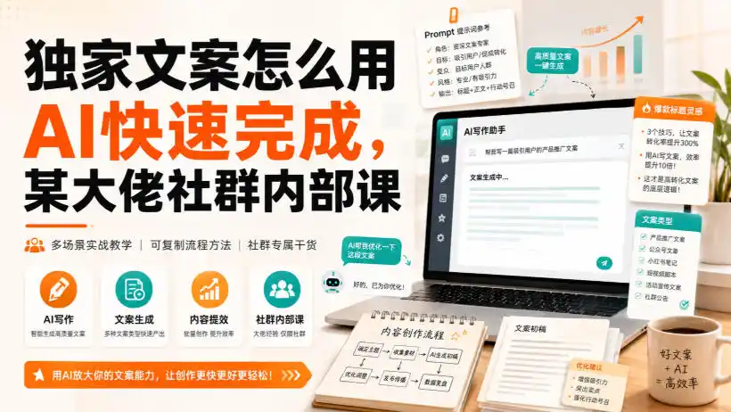 独家文案怎么用AI快速完成，某大佬社群内部课-天梦资源网