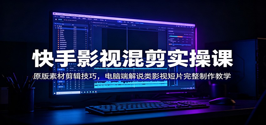 快手影视混剪实操课：原版素材剪辑技巧，电脑端解说类影视短片完整制作教学-天梦资源网