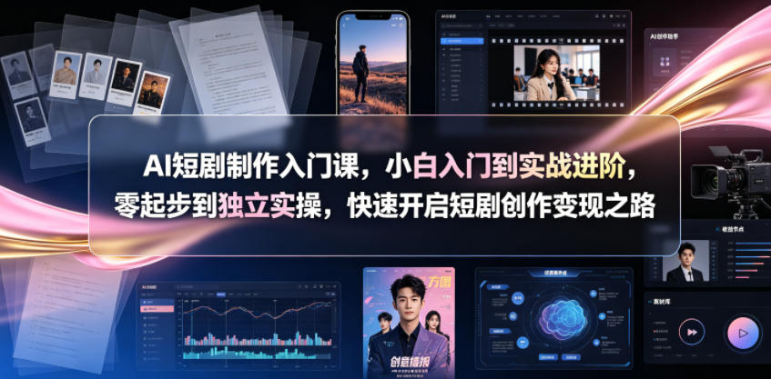 AI短剧制作入门课，小白入门到实战进阶，零起步到独立实操，快速开启短剧创作变现之路-天梦资源网