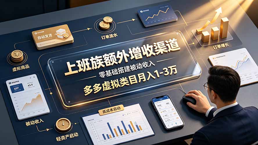 上班族额外增收渠道，零基础搭建被动收入，多多虚拟类目月入 1-3 万-天梦资源网