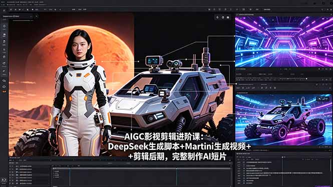 AIGC影视剪辑进阶课：DeepSeek生成脚本+Martini生成视频+剪辑后期，完整制作AI短片-天梦资源网