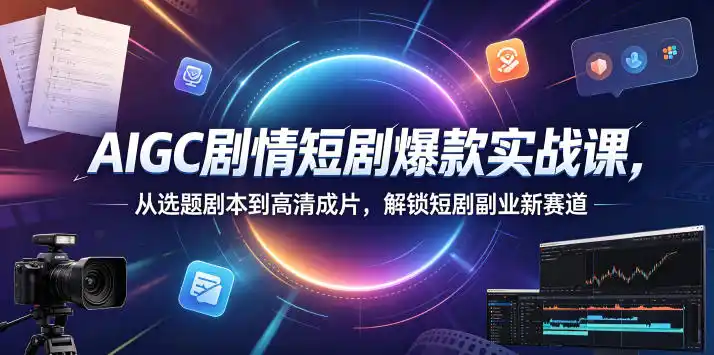 AIGC剧情短剧爆款实战课，从选题剧本到高清成片，解锁短剧副业新赛道(更新0906)-天梦资源网