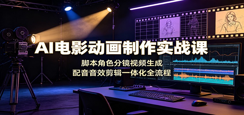 AI电影动画制作实战课：脚本角色分镜视频生成，配音音效剪辑一体化全流程-天梦资源网
