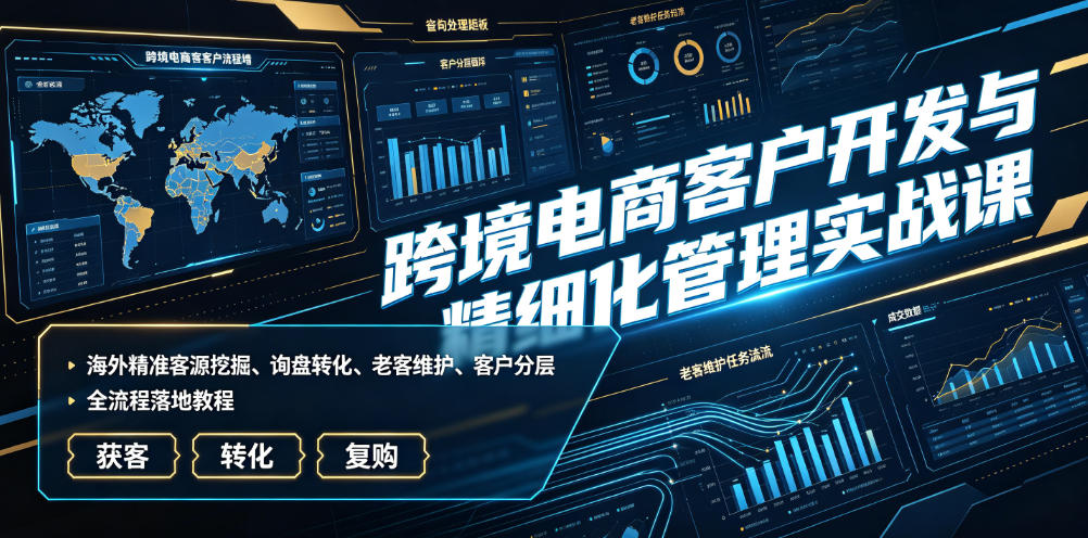 跨境电商客户开发与精细化管理实战课｜海外精准客源挖掘、询盘转化、老客维护、客户分层全流程落地教程-天梦资源网