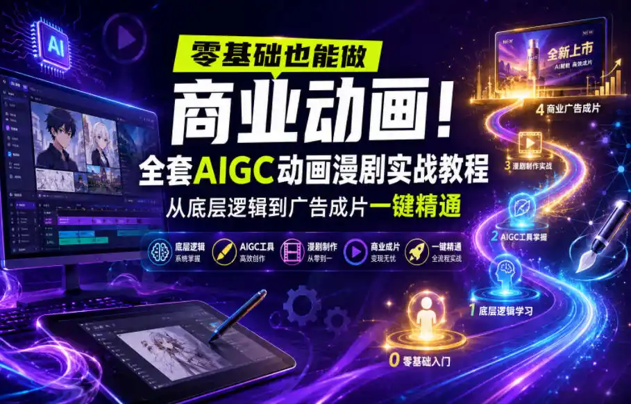 零基础也能做商业动画！全套AIGC动画漫剧实战教程，从底层逻辑到广告成片一键精通(更新0905)-天梦资源网