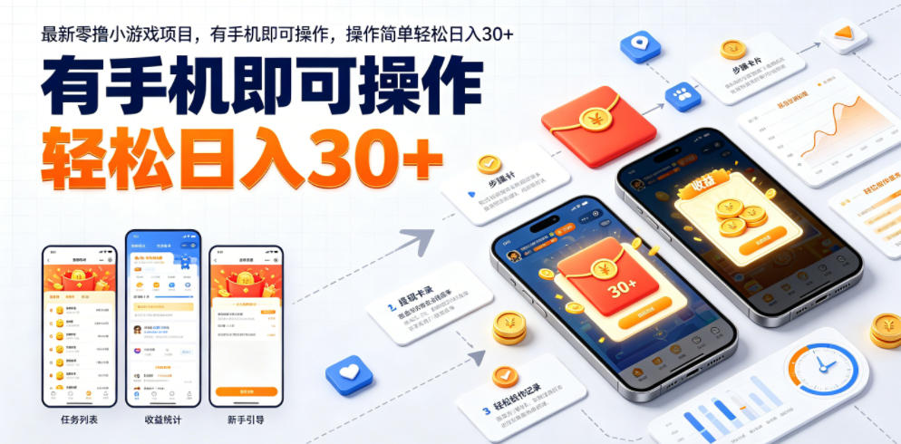 最新零撸小游戏项目，有手机即可操作，操作简单轻松日入30+-天梦资源网