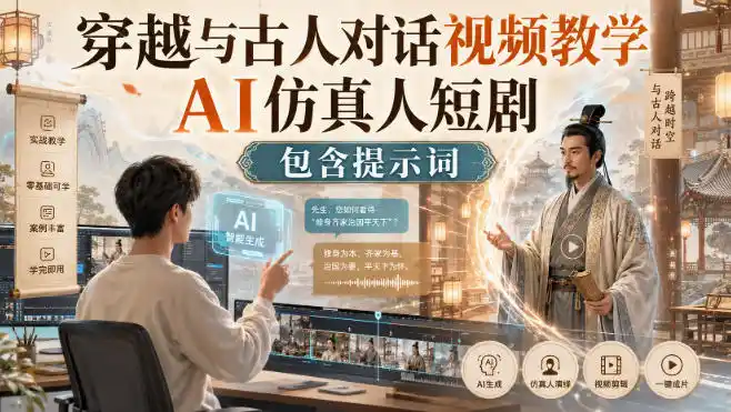 穿越与古人对话视频教学，AI仿真人短剧，包含提示词-天梦资源网