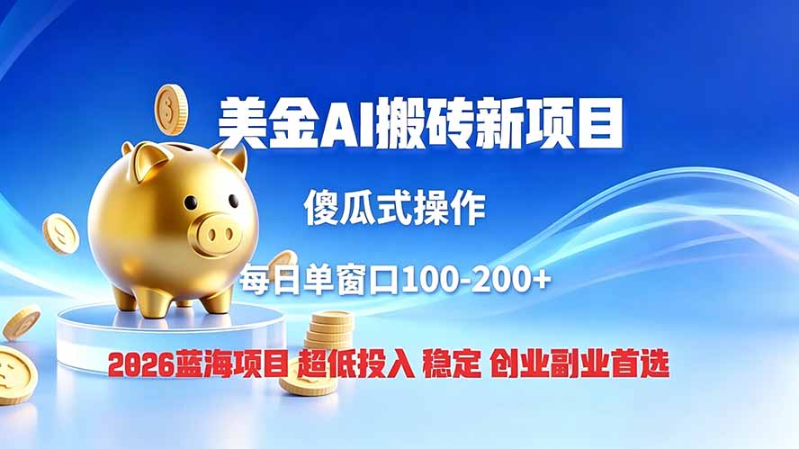 全网独家！2026美金搬砖新项目，低门槛高回报，长久绿色稳定，用副业改写人生-天梦资源网