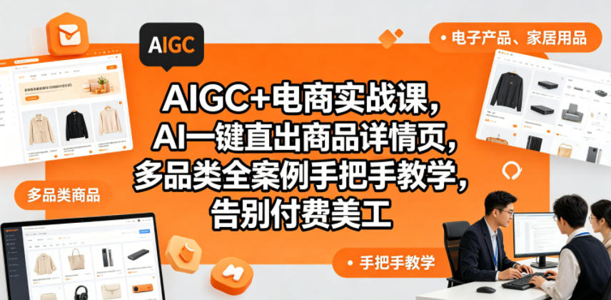 AIGC+电商实战课，AI一键直出商品详情页，多品类全案例手把手教学，告别付费美工(更新)-天梦资源网