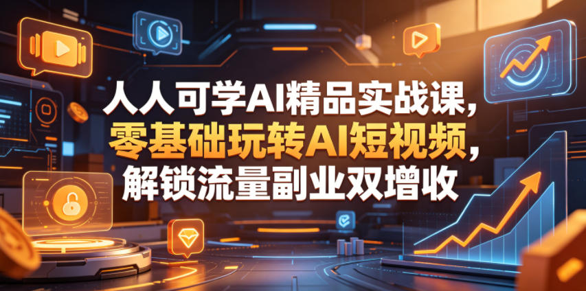 人人可学AI精品实战课，零基础玩转AI短视频，解锁流量副业双增收-天梦资源网