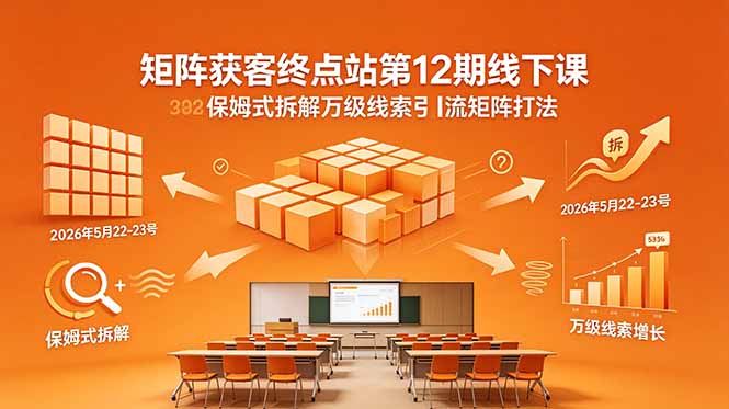 矩阵获客终点站第12期线下课 2026年5月22-23号 保姆式拆解万级线索引流矩阵打法-天梦资源网