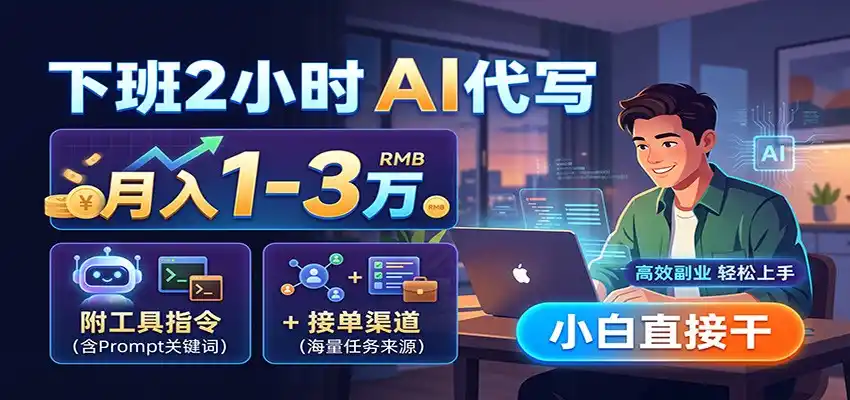 下班2小时AI代写，月入1-3万，附工具指令+接单渠道，小白直接干-天梦资源网