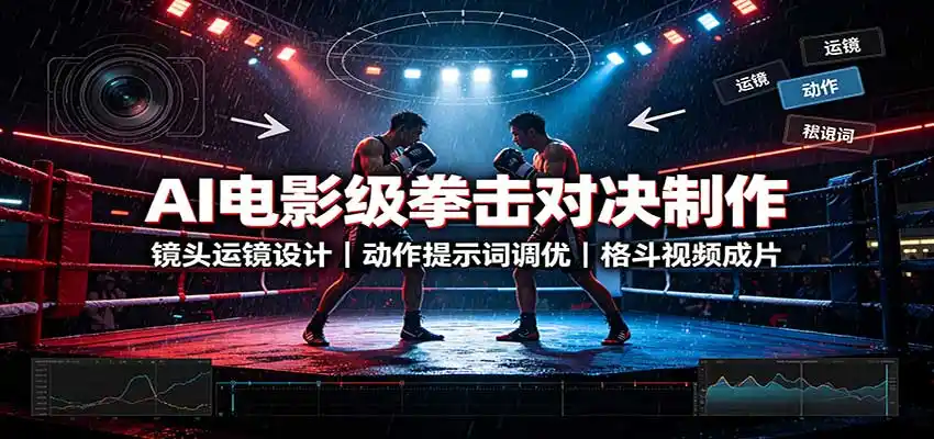 AI电影级拳击对决制作：镜头运镜设计，动作提示词调优，格斗视频成片-天梦资源网