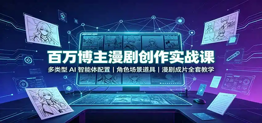 百万博主漫剧创作实战课：多类型AI智能体配置，角色场景道具，漫剧成片全套教学-天梦资源网
