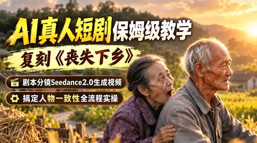 AI真人短剧保姆级教学，复刻《丧失下乡》，剧本分镜Seedance2.0生成视频，搞定人物一致性全流程实操-天梦资源网