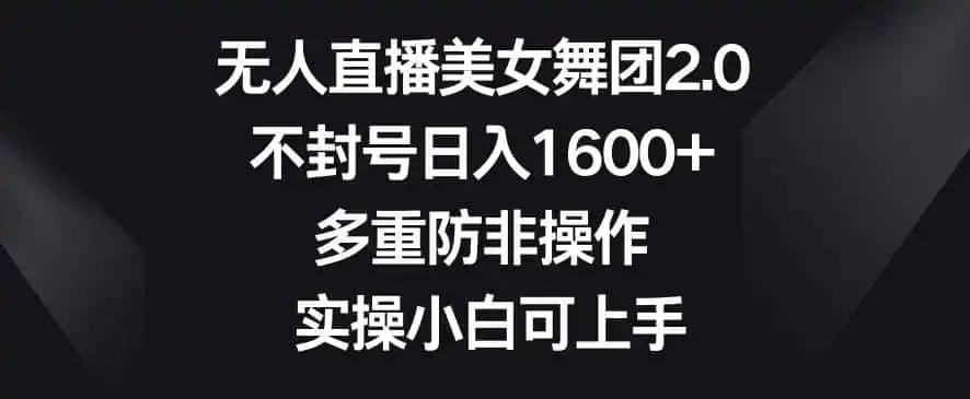无人直播美女舞团2.0，不封号日入1600+，多重防非操作，实操小白可上手【揭秘】-天梦资源网