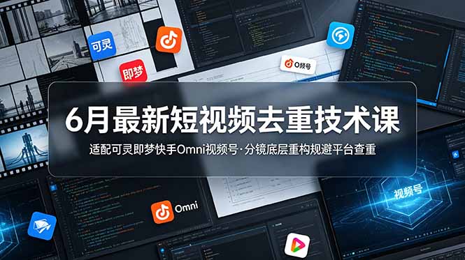 6月最新短视频去重技术课，适配可灵即梦快手Omni视频号，分镜底层重构规避平台查重-天梦资源网