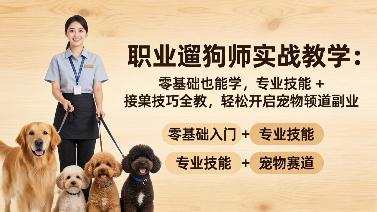 职业遛狗师实战教学：零基础也能学，专业技能 + 接单技巧全教，轻松开启宠物赛道副业-天梦资源网